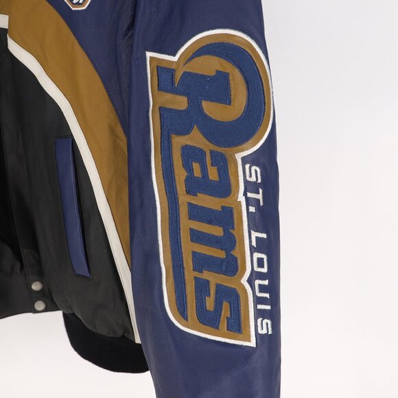 VINTAGE JEFF HAMILTON St. Louis Rams NFL Leather Jacket Size XL - Picture 8 of 13